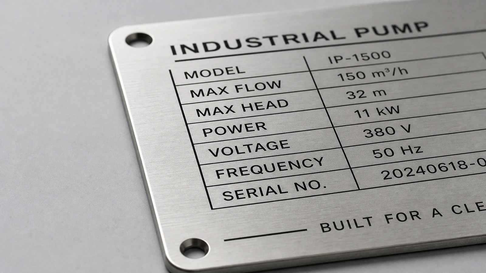 Surface finish and mounting options Stainless steel nameplates in #4 brushed and #2B matte finishes with pre-drilled holes and adhesive backing