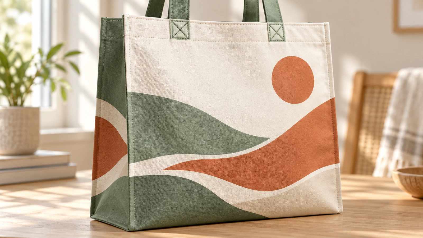 Non-woven tote production process from fabric to stitching Production line cutting, screen printing and stitching non-woven tote bags