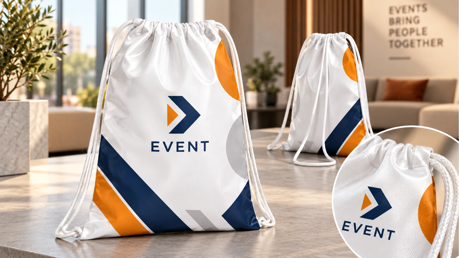 Labeled cartons of printed PE drawstring bags with batch numbers ready for shipment