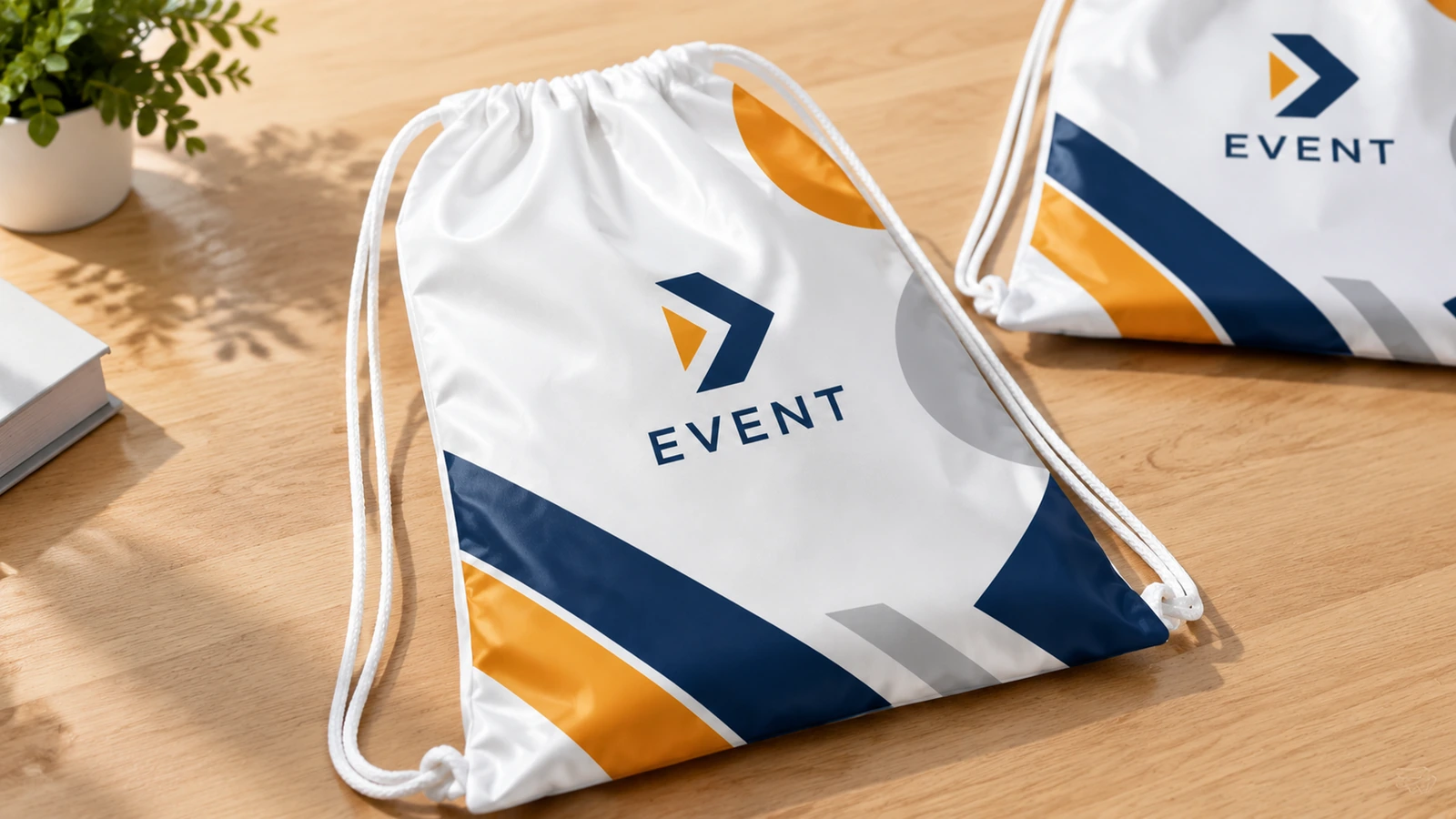 Flexo printed PE film running through a drawstring bag making machine