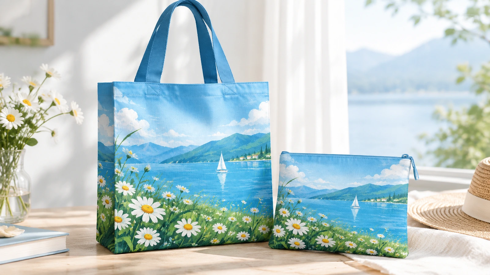 Bulk production against a signed sample Cutting, printing and sewing stages for custom polyester totes