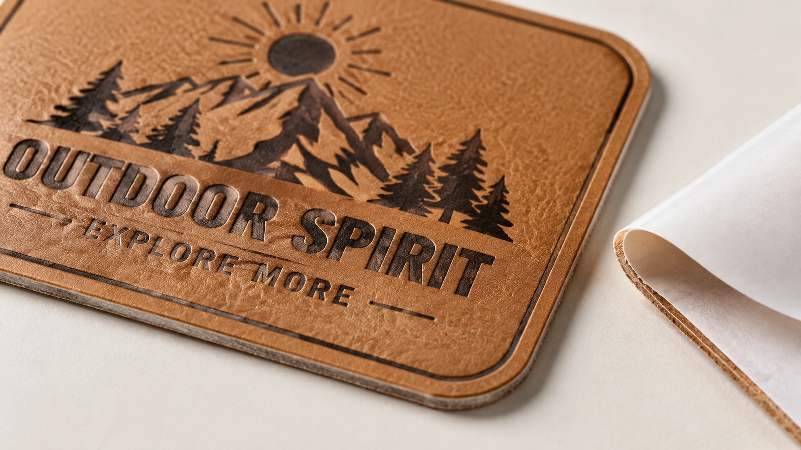 Surface and backing options for adhesive PU leather labels PU leather label backing options on packaging, hat and garment surfaces