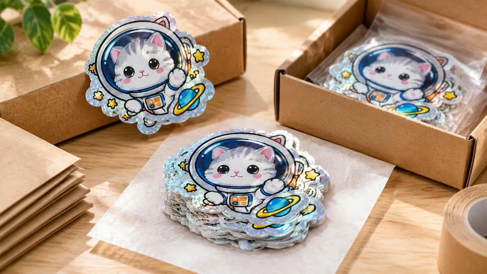 Quality inspection of reflective die-cut stickers Inspector peel-testing reflective die-cut stickers and checking night return with a flashlight