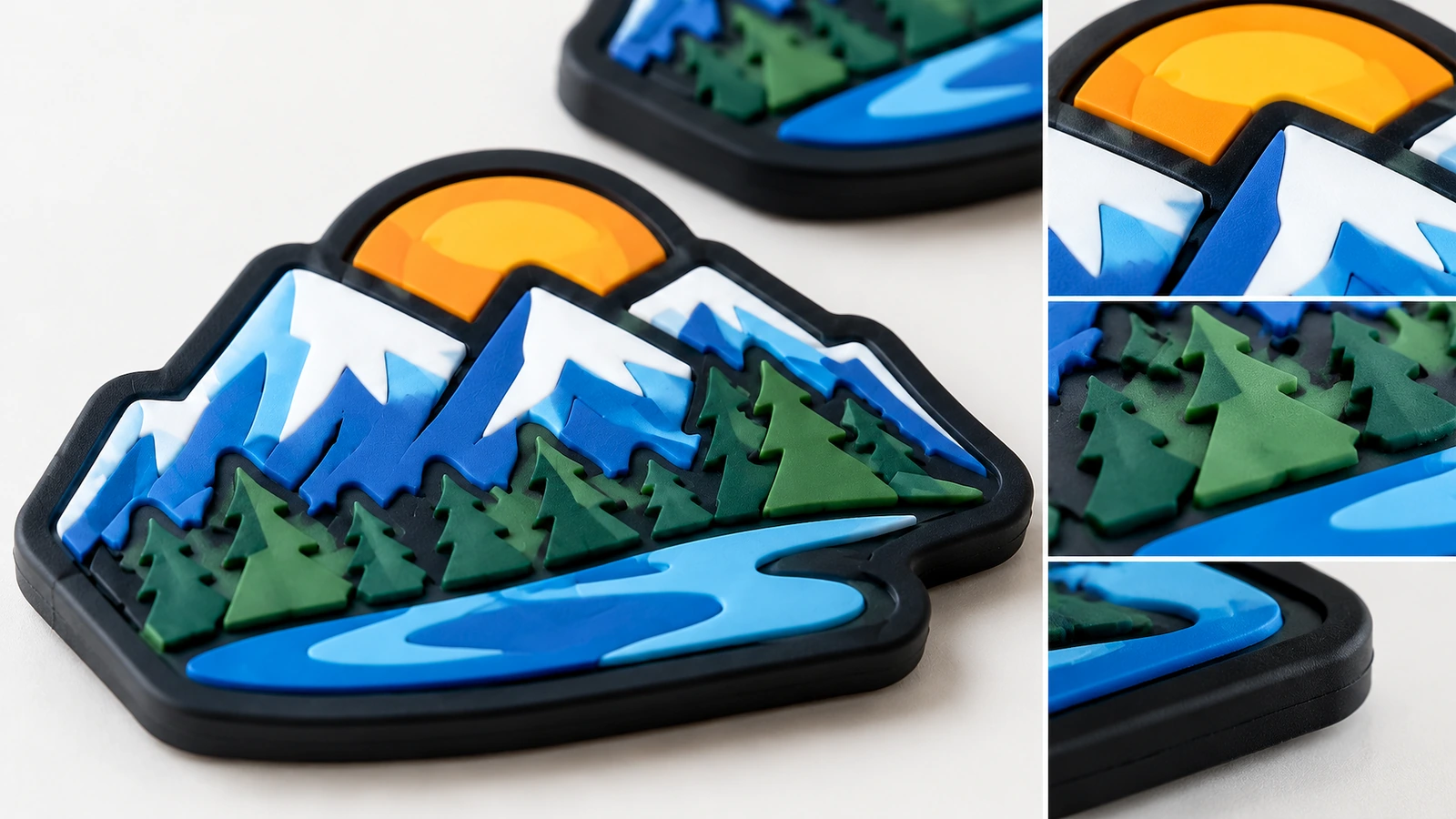Surface finish and adhesive backing options Soft PVC rubber label front relief and adhesive backing with release liner