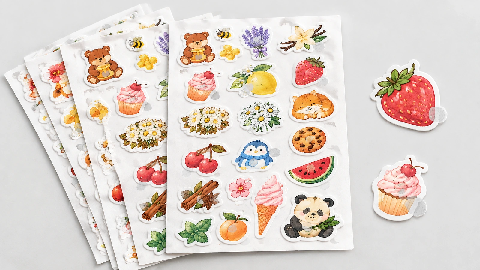 Scent zone size and scratch-here legibility Scent zone size comparison on die-cut stickers with a scratch here cue