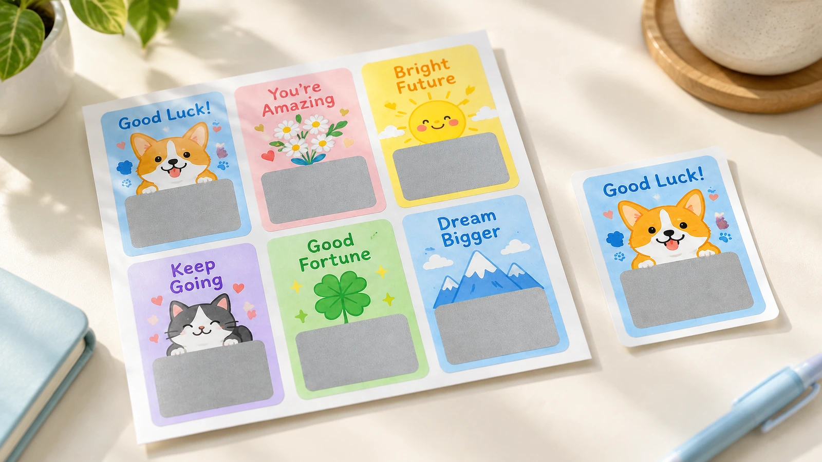 Production process Scratch-off overlay sticker production with coating, die-cutting, and sheeting before application