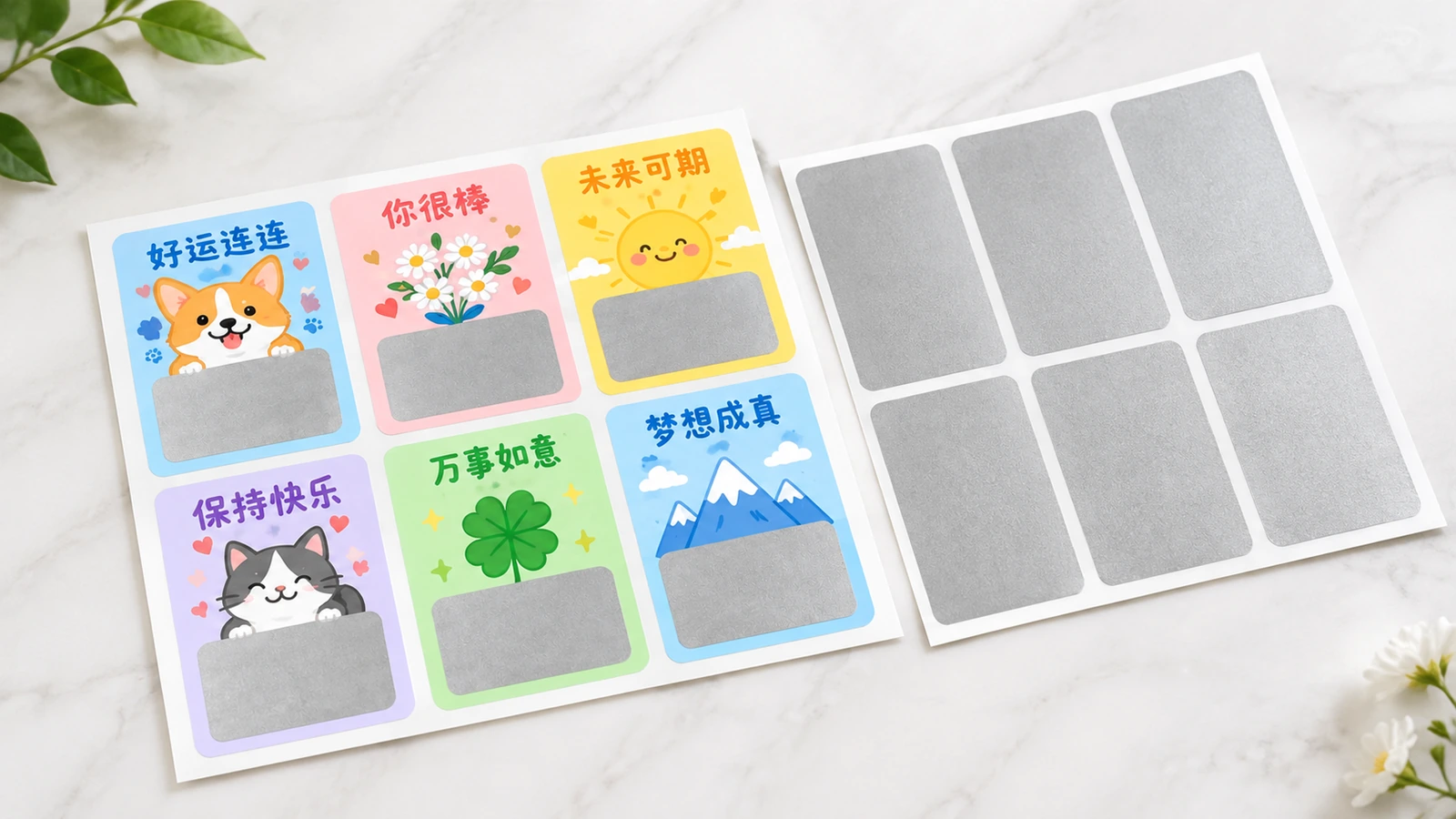 Overlay sizes and readability Scratch-off overlay sticker sizes from half-inch rounds to full sheets covering codes and messages