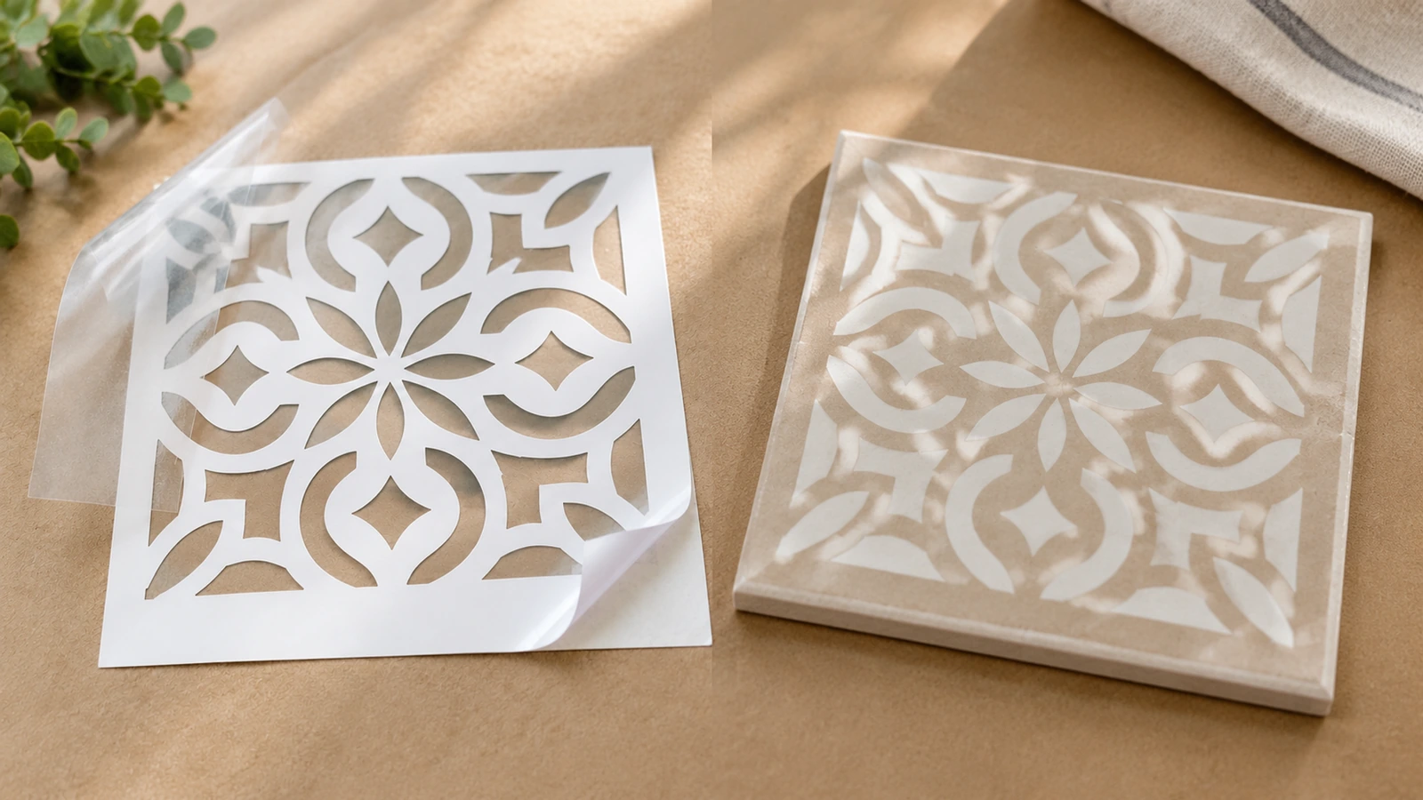 Stencil mask cutting after proof approval Stencil mask film being cut on a flatbed cutter after proof approval