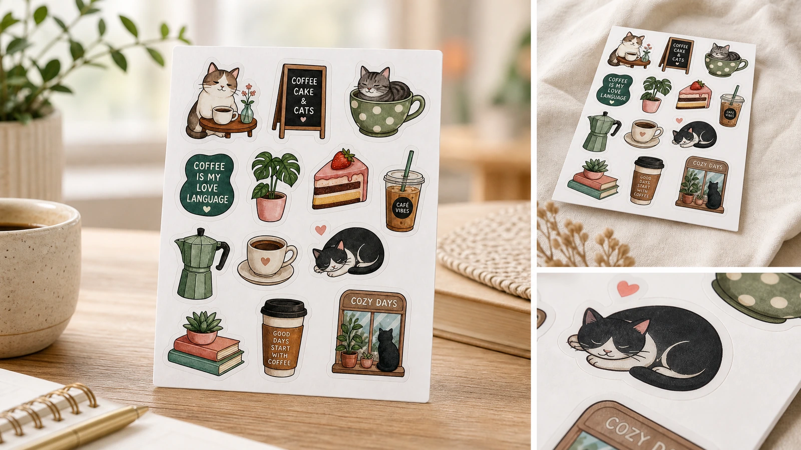 Sticker sheet packaging, shipping, and reorder Flat-packed custom sticker sheets with interleaving and a signed reference sheet for reorders