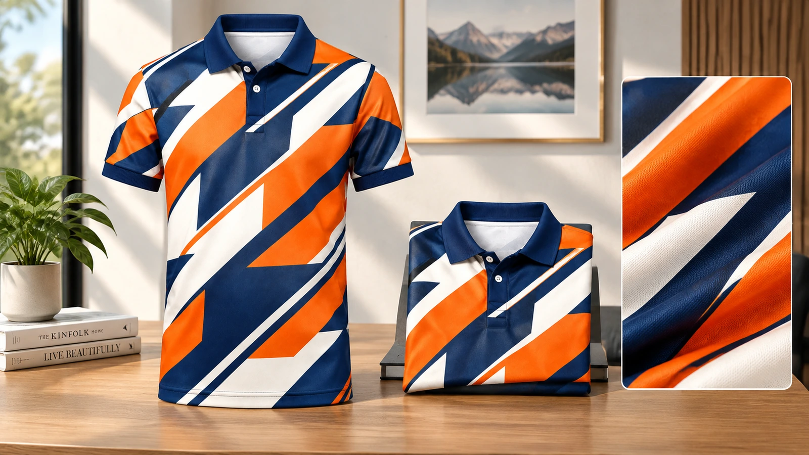 Individually bagged sublimated polos labeled by size and name with care cards for shipping and reorder