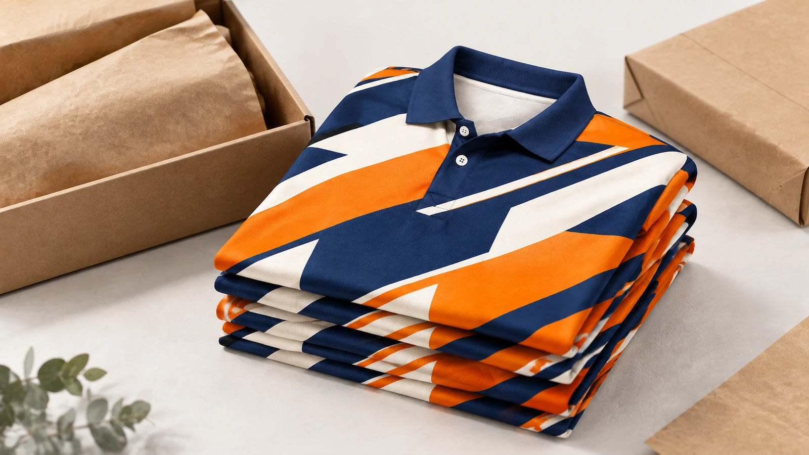 Inspector comparing bulk sublimated polo against signed sample for color and seam alignment
