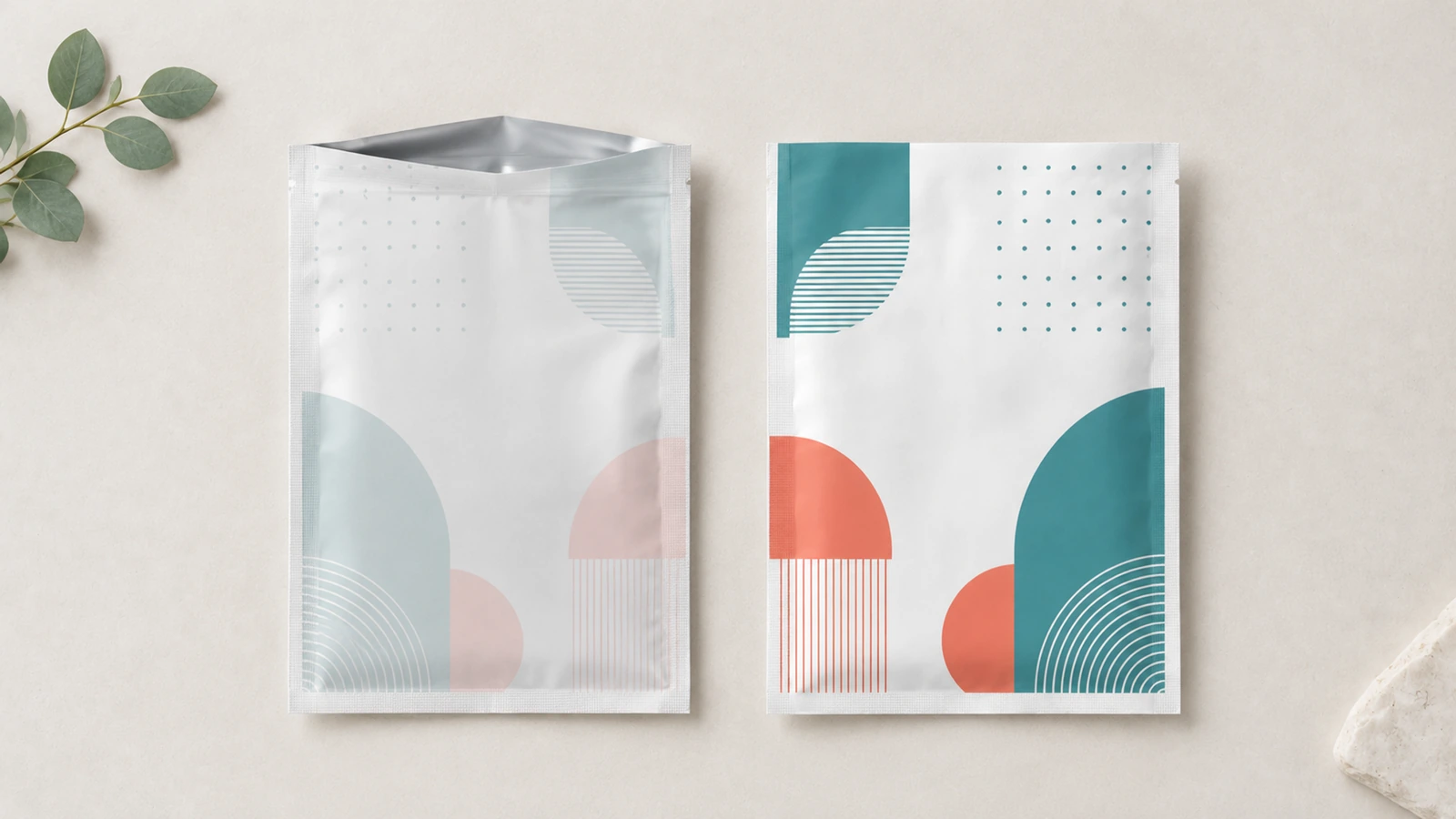 Check usable pouch space and print readability together Flat pouch sample showing outside dimensions, usable filling area, seal margins, and readable artwork placement