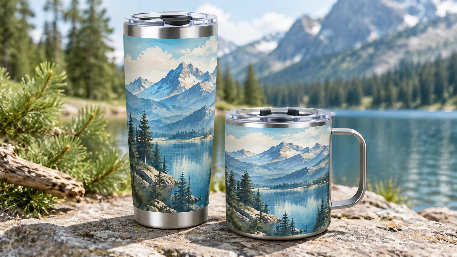 Custom tumbler decoration production workflow Laser engraving station marking powder-coated tumblers in a decoration production line