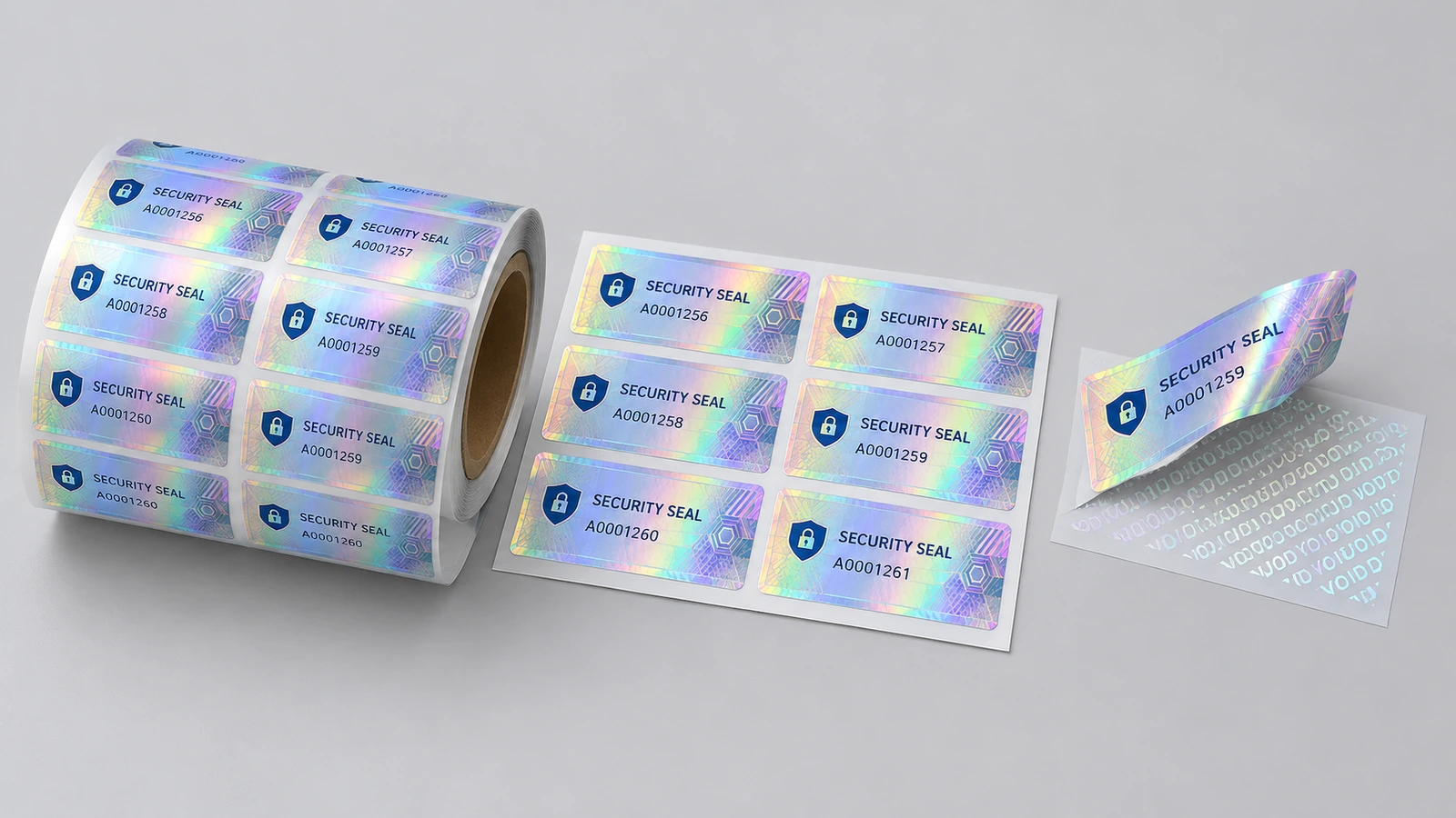 File preflight for custom VOID hologram label artwork Artwork preflight screen showing vector logo, VOID message layer, and serial number rules