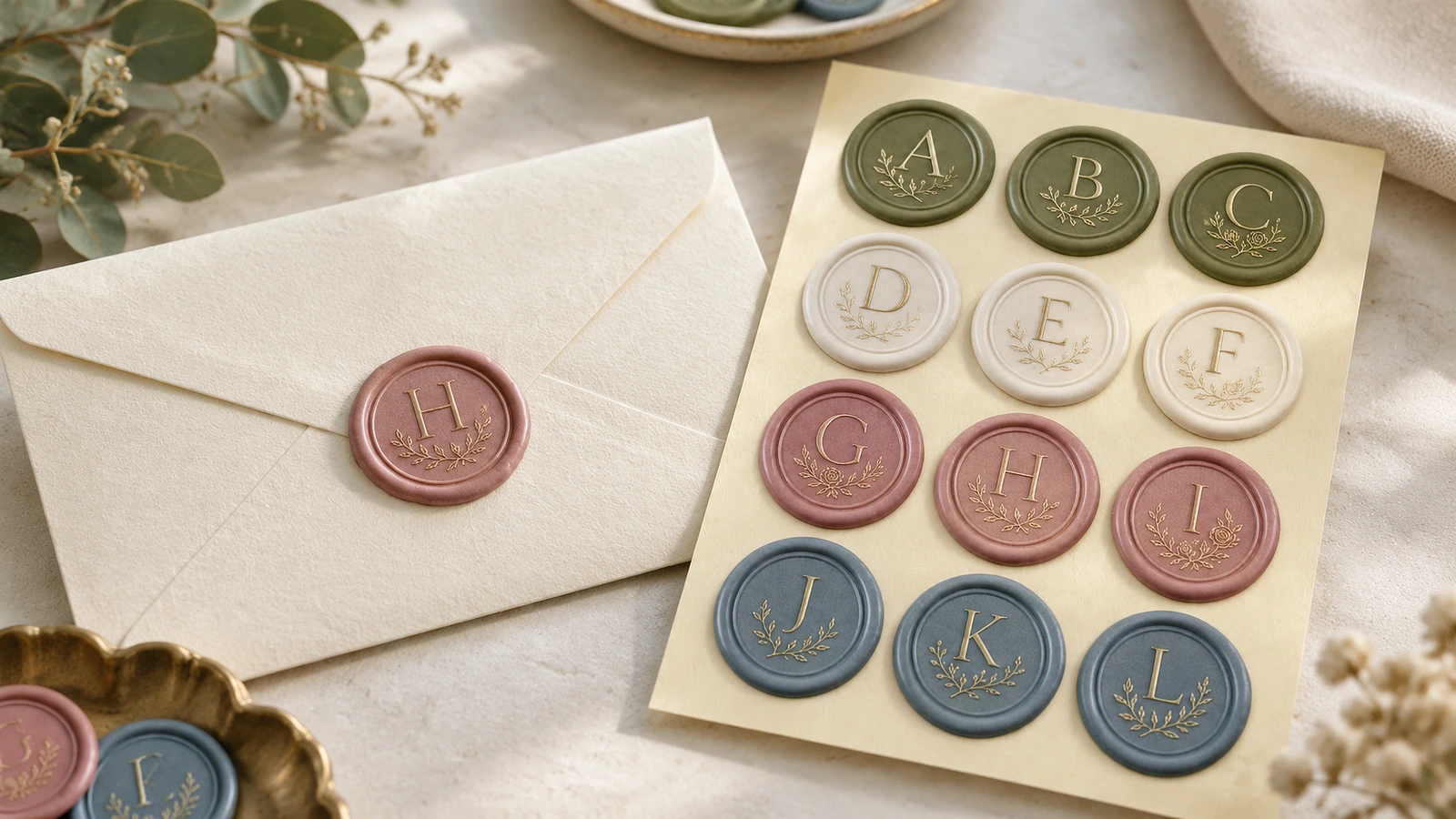 Hand-pressed wax seal sticker production Brass die pressing molten sealing wax into individual wax seals on a release sheet