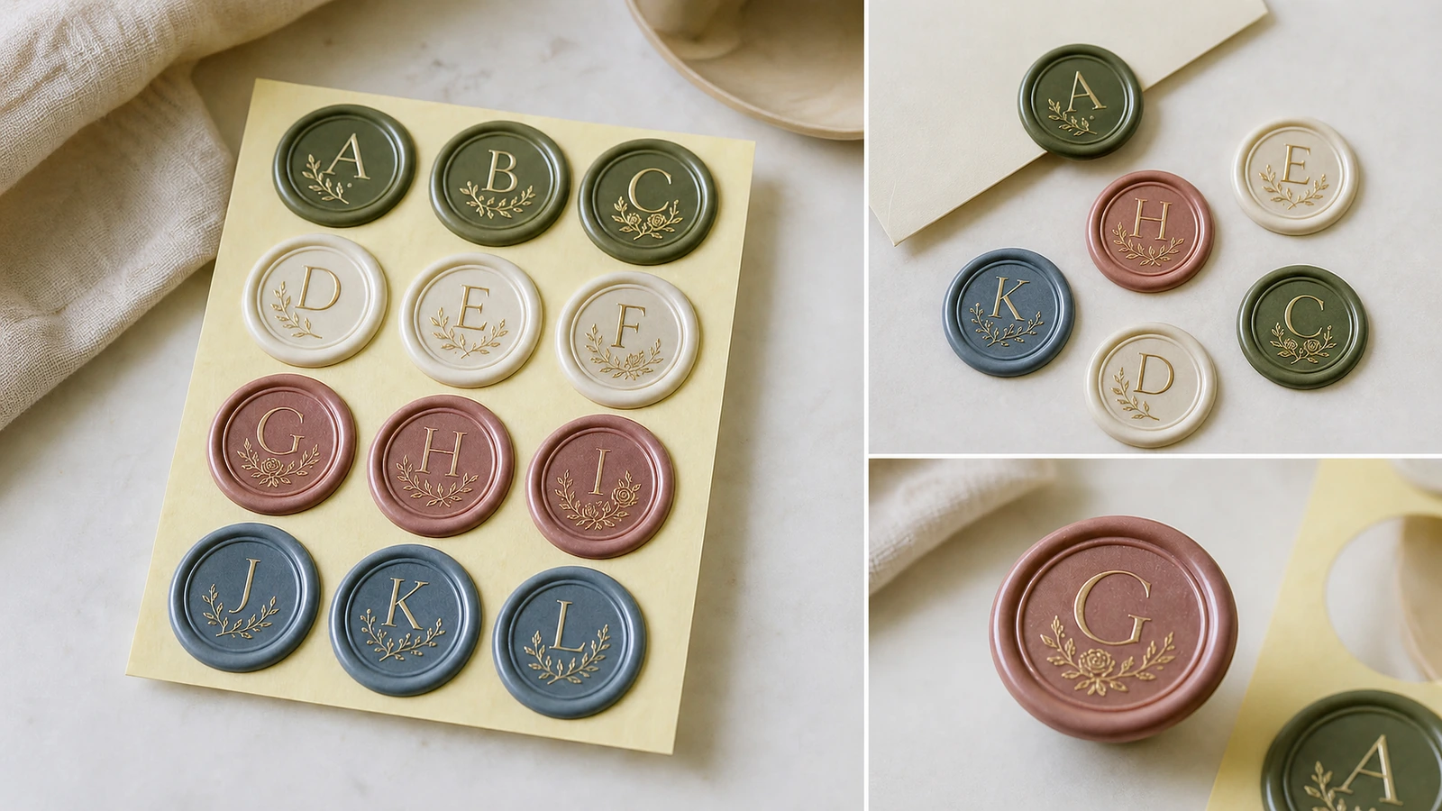 Wax seal sticker packaging, shipping and reorder Boxed wax seal stickers with protective padding, batch label and reorder record