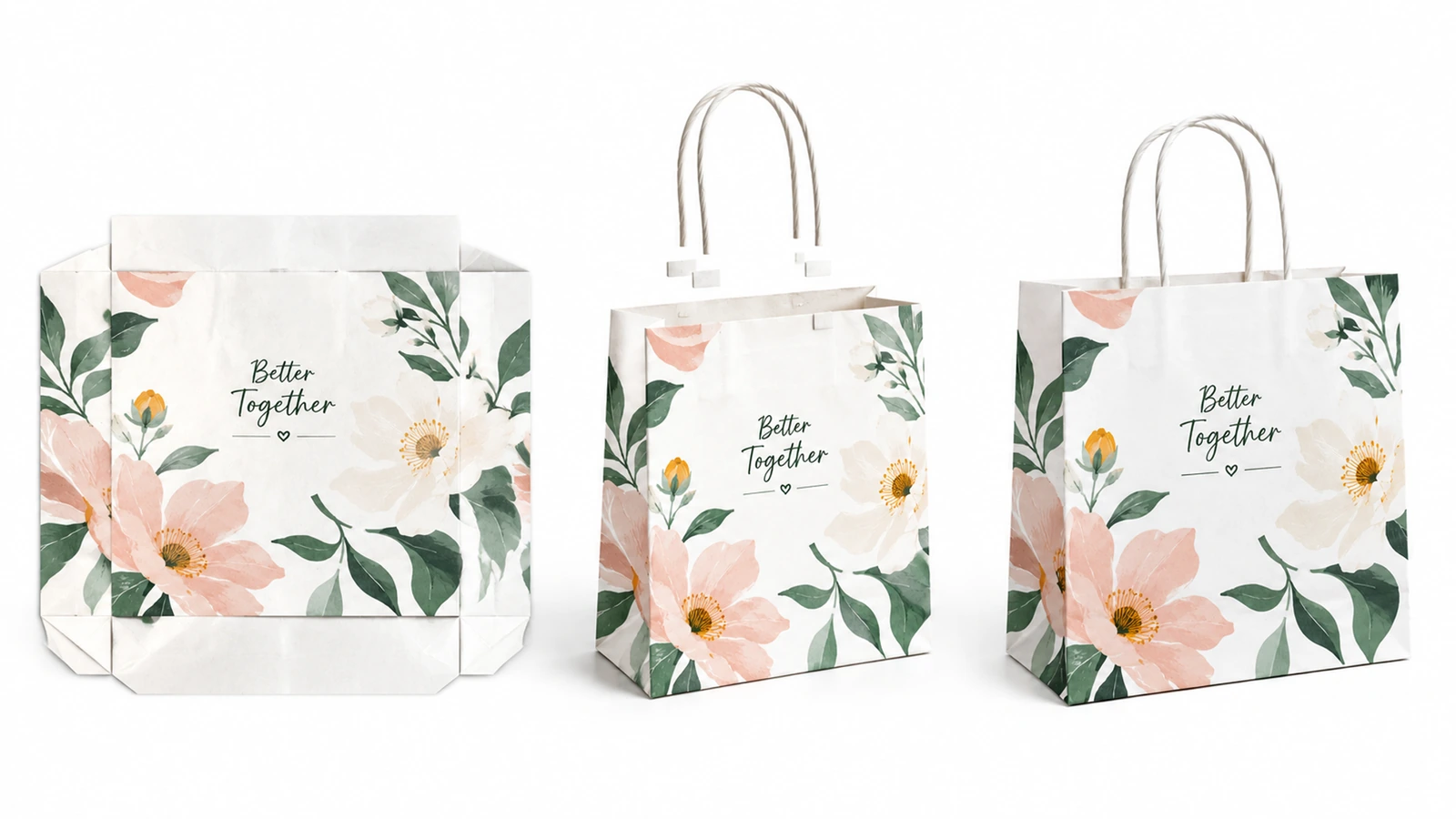 Reviewing artwork placement and color before sample approval Artwork preflight workspace with a white kraft bag mockup, flat layout and physical color references