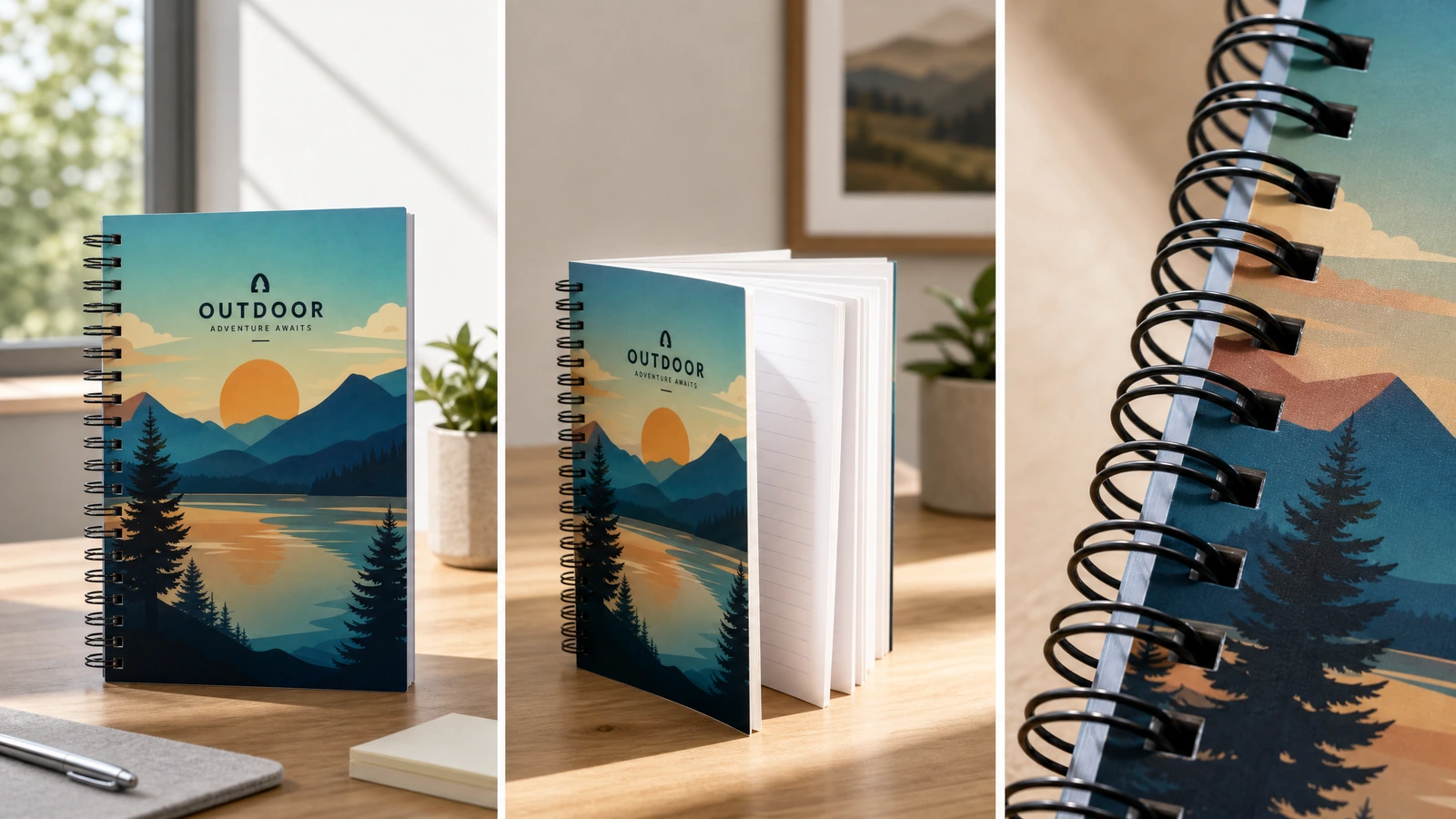 Validate shipping protection and preserve reorder specifications Concept notebook packing arrangement with protected binding edges and a retained reorder reference sample