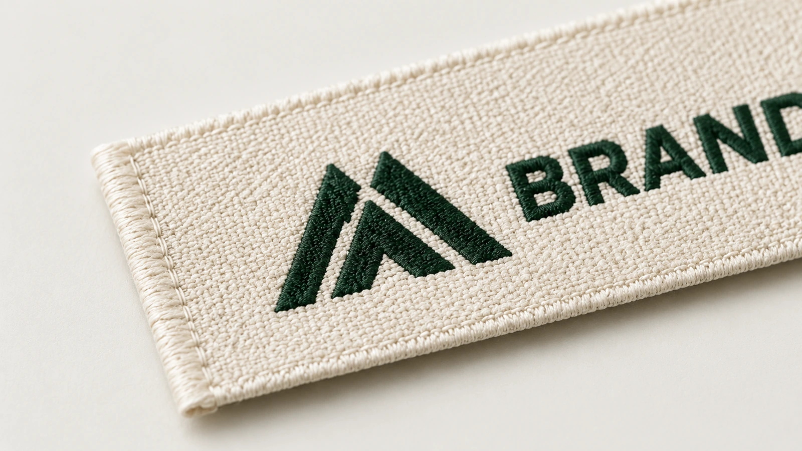 Woven tag surface, edge finish, and backing options Woven tag edge finishes and sew-on versus iron-on backing options