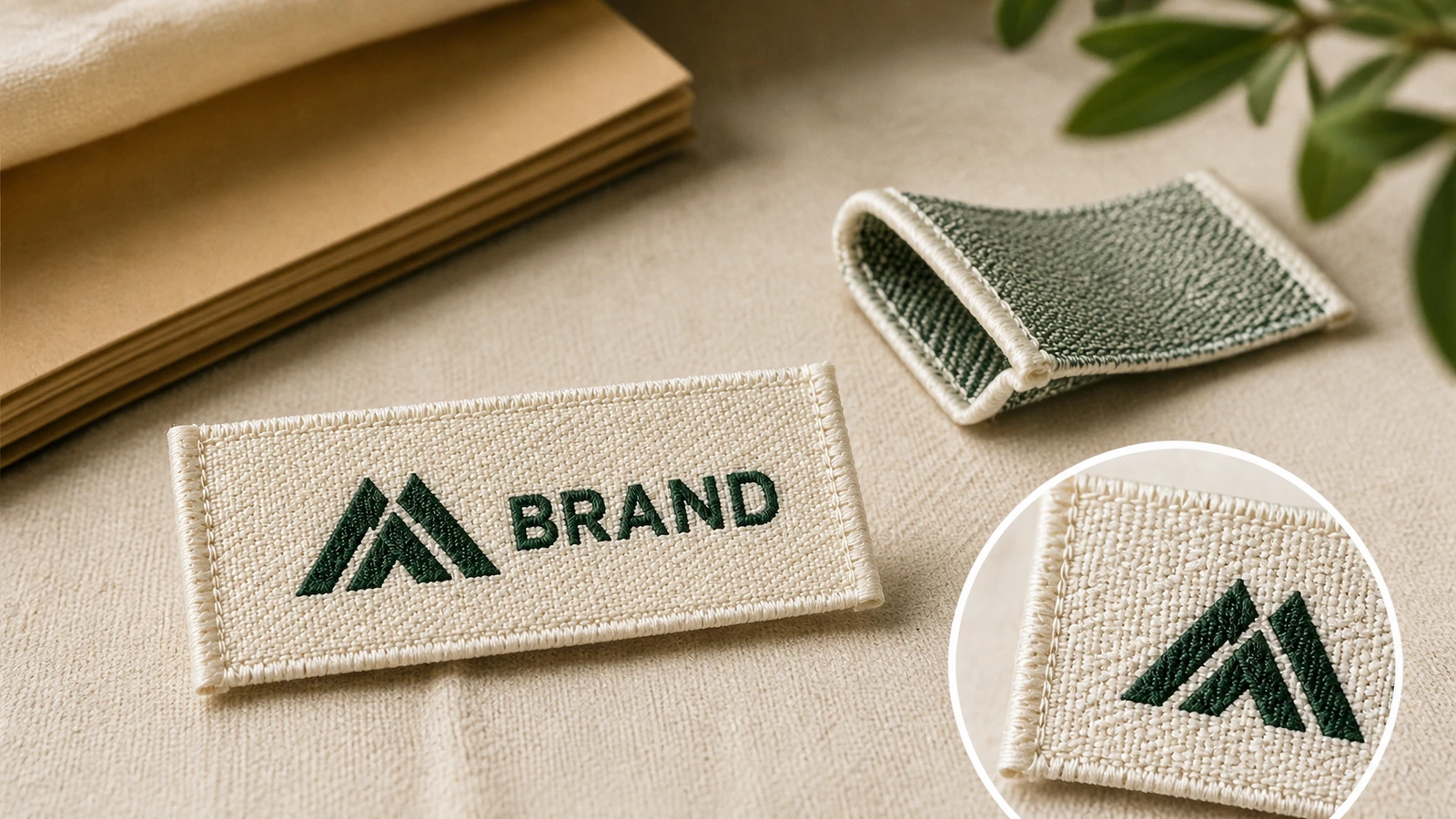 Woven tag packaging, shipping, and reorder control Woven tags bundled and labeled by design with retained approved sample for reorder