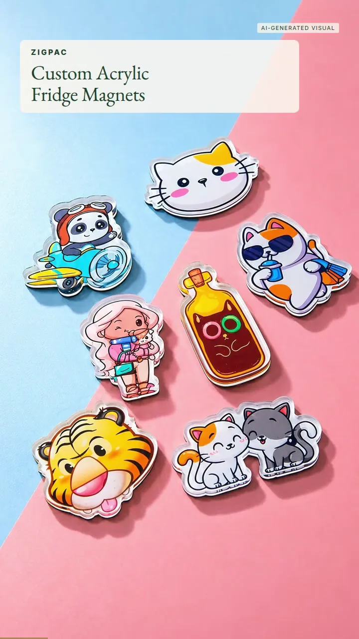 Custom Acrylic Fridge Magnets with UV-Printed Artwork and Laser-Cut Shapes: Quick Look