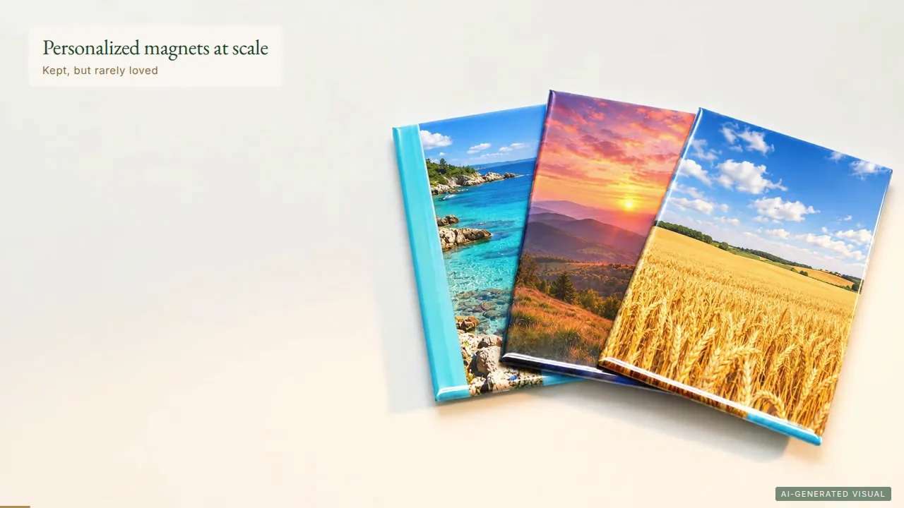 Refrigerator Magnets Personalized at Scale: Names, Places and Dates for Business Programs (Video)